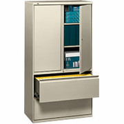 HON 700 Series 2-Drawer, 36" Wide Lateral File With Storage Cabinet, Putty