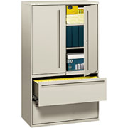 HON 700 Series 2-Drawer, 42" Wide Lateral File With Storage Cabinet, Light Gray