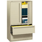HON 700 Series 2-Drawer, 42" Wide Lateral File With Storage Cabinet, Putty
