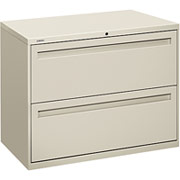 HON 700 Series 36" Wide 2-Drawer Lateral File/Storage Cabinet, Light Gray