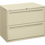 HON 700 Series 36" Wide 2-Drawer Lateral File/Storage Cabinet, Putty