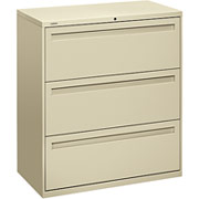 HON 700 Series 36" Wide 3-Drawer Lateral File/Storage Cabinet, Putty