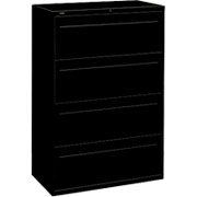 HON 700 Series 36" Wide 4-Drawer Lateral File/Storage Cabinet, Black