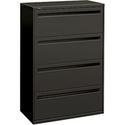 HON 700 Series 36" Wide 4-Drawer Lateral File/Storage Cabinet, Charcoal