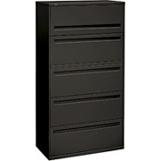 HON 700 Series 36" Wide 5-Drawer Lateral File/Storage Cabinet, Charcoal
