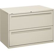 HON 700 Series 42" Wide 2-Drawer Lateral File/Storage Cabinet, Light Gray