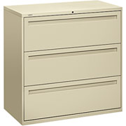 HON 700 Series 42" Wide 3-Drawer Lateral File/Storage Cabinet, Putty
