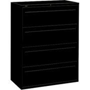 HON 700 Series 42" Wide 4-Drawer Lateral File/Storage Cabinet, Black