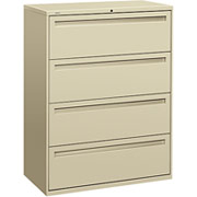 HON 700 Series 42" Wide 4-Drawer Lateral File/Storage Cabinet, Putty