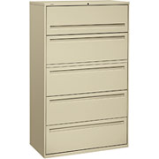 HON 700 Series 42" Wide 5-Drawer Lateral File/Storage Cabinet, Putty