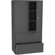 HON 800 Series 36" Wide 2-Drawer Lateral File with Storage, Charcoal