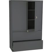 HON 800 Series 42" Wide 2-Drawer Lateral File with Storage, Charcoal