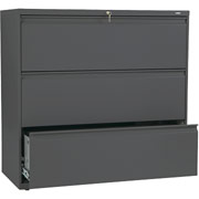 HON 800 Series 42" Wide 3-Drawer Lateral File/Storage Cabinet, Charcoal