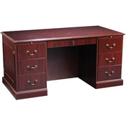 HON 94000 Series, 60" Double Pedestal Desk, Mahogany