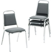 HON Deluxe Fabric Upholstered Stacking Chairs, Dark Gray