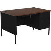 HON Metro Classic 48"W Right Single Pedestal Desk, Black/Walnut