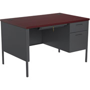 HON Metro Classic 48"W Right Single Pedestal Desk, Charcoal/Mahogany