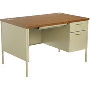 HON Metro Classic 48"W Right Single Pedestal Desk, Putty/Medium Oak