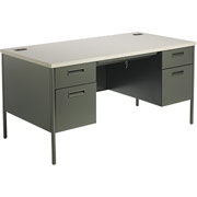 HON Metro Classic 60" Double Pedestal Desk, Charcoal/Gray