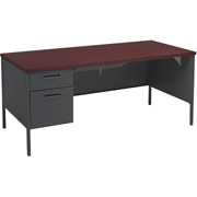 HON Metro Classic 66"W Left Single Pedestal Desk, Charcoal/Mahogany
