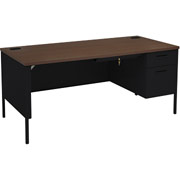HON Metro Classic 66"W Right Single Pedestal Desk, Black/Walnut
