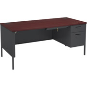 HON Metro Classic 66"W Right Single Pedestal Desk, Charcoal/Mahogany