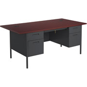 HON Metro Classic 72" Double Pedestal Desk, Charcoal/Mahogany