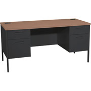 HON Metro Classic Credenza with Kneespace, Black/Walnut
