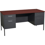 HON Metro Classic Credenza with Kneespace, Charcoal/Mahogany