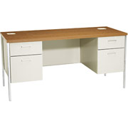 HON Metro Classic Credenza with Kneespace, Putty/Medium Oak