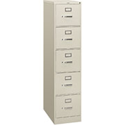 HON S380 26 1/2"-Deep 5-Drawer/Letter Vertical File Cabinet, Light Gray