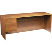 HON Single Left Pedestal Credenza, 72" x 24", Medium Oak