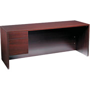 HON Single Left Pedestal Kneespace Credenza, 72" x 24", Mahogany
