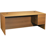 HON Single Right Pedestal Desk, 72" x 36", Medium Oak