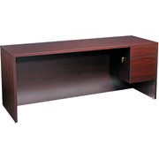 HON Single Right Pedestal Kneespace Credenza, 72" x 24", Mahogany