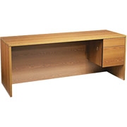 HON Single Right Pedestal Kneespace Credenza, 72" x 24", Medium Oak
