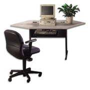 HON StationMaster Corner Desk, Light Gray/Charcoal