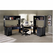 HON66000 Series 29 1/2" Corner Desk, Mahogany/Charcoal