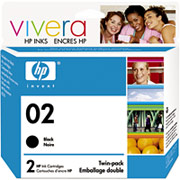 HP 02 (C9500BN) Black Ink Cartridges, 2/Pack