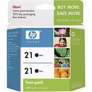 HP 21 (C9508BN) Black Ink Cartridges, 2/Pack