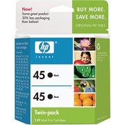 HP 45 (C6650BN) Black Ink Cartridges, 2/Pack