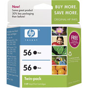 HP 56 (C9319BN) Black Ink Cartridges, 2/Pack