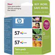 HP 57 (C9320BN) Tricolor Ink Cartridges, 2/Pack