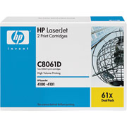 HP 61X (C8061D) Toner Cartridges, 2/Pack