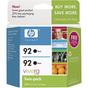 HP 92 (C9512BN) Black Ink Cartridges, 2/Pack