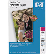 HP Premium Plus Photo Paper, 4" x 6", Borderless, High Gloss, 100/Pack