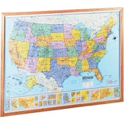 Heritage  American Map U.S. Wall Map, Oak Frame