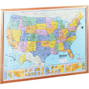 Heritage American Map U.S. Wall Map, Oak Frame