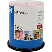 Hewlett-Packard 100/Pack 4.7GB DVD-R, Spindle