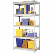 Hirsh Commercial Shelving, 5 Shelves, 2400 lb. Capacity, Silver, 72"H x 36"W x 18"D